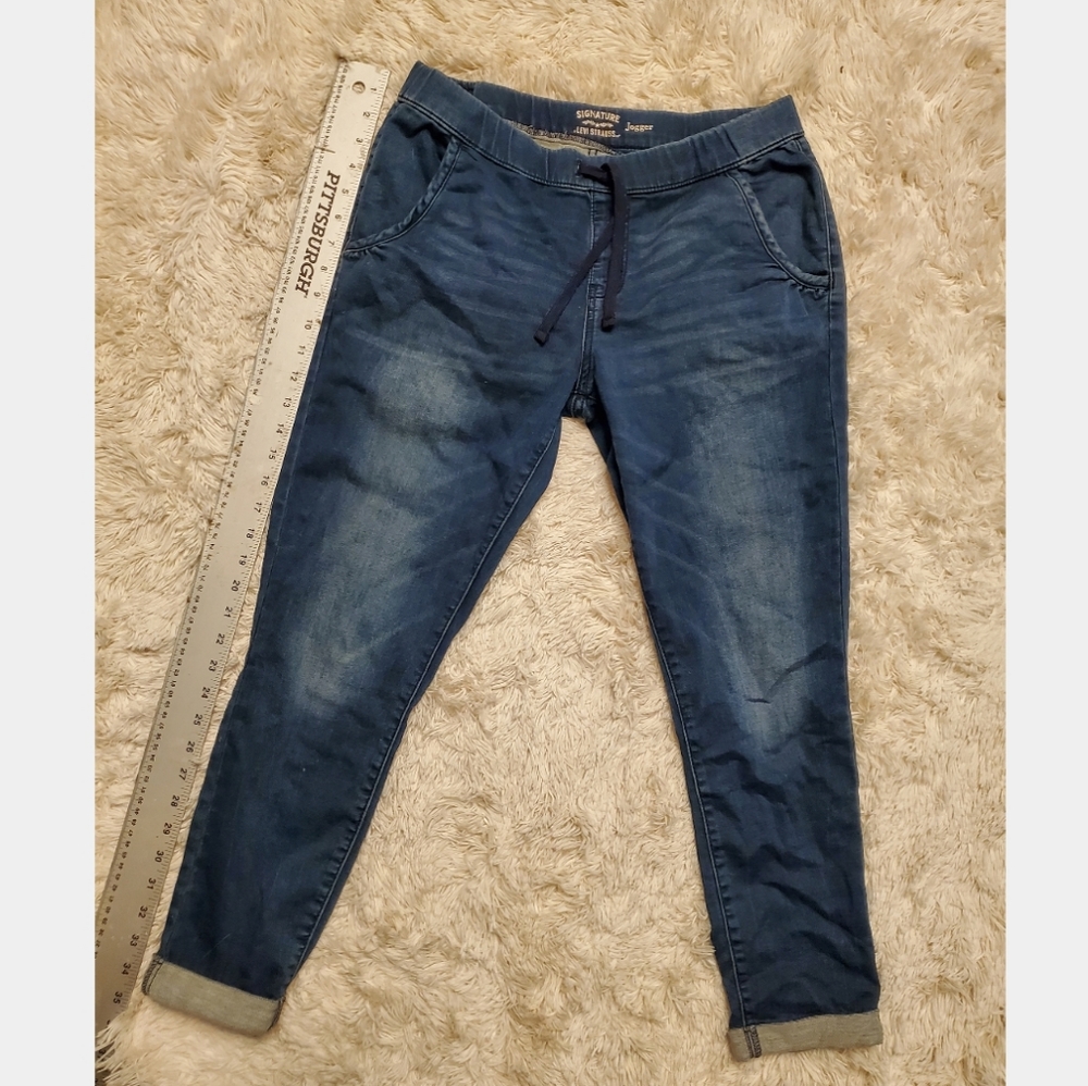 Crop denim joggers